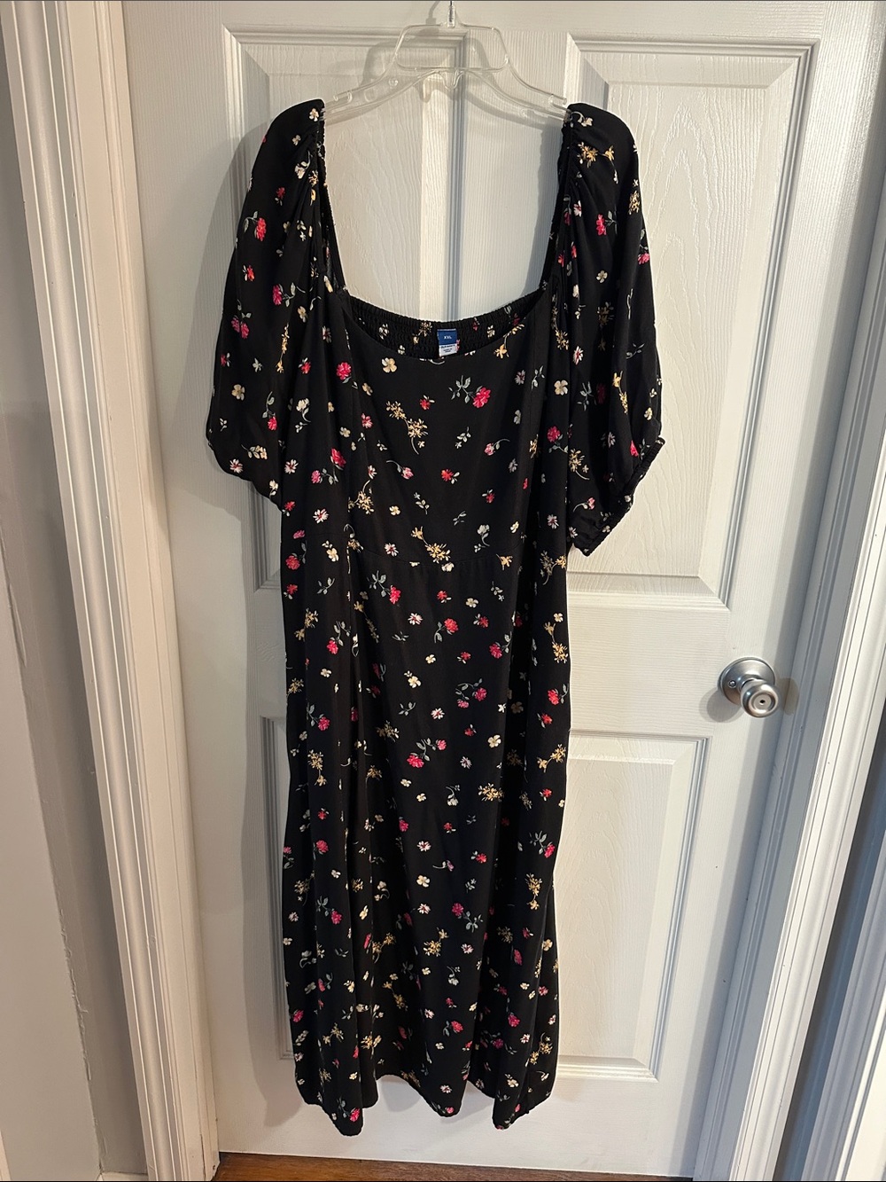Old Navy Black Midi Dress with Pink & Cream Floral Print